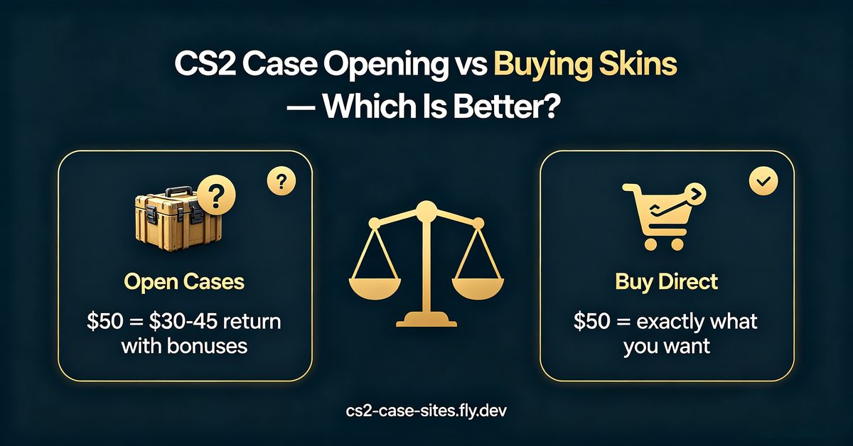 CS2 case opening versus buying skins directly — ROI comparison, which gives better value for Counter-Strike 2 skins